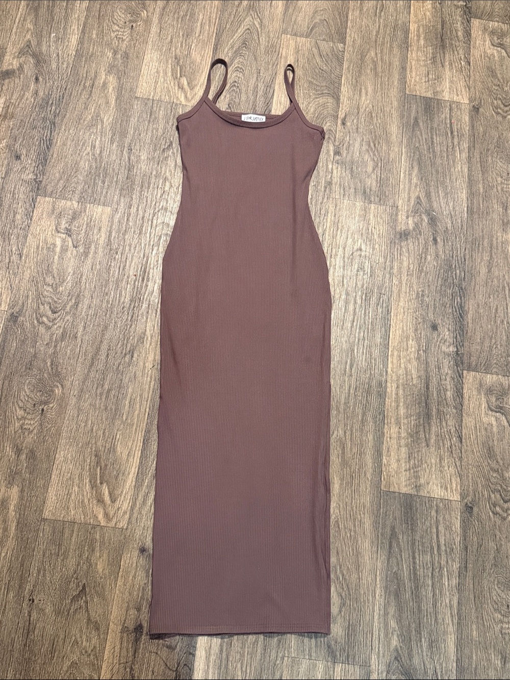 J for Justify Brown Ribbed Maxi Tank Dress